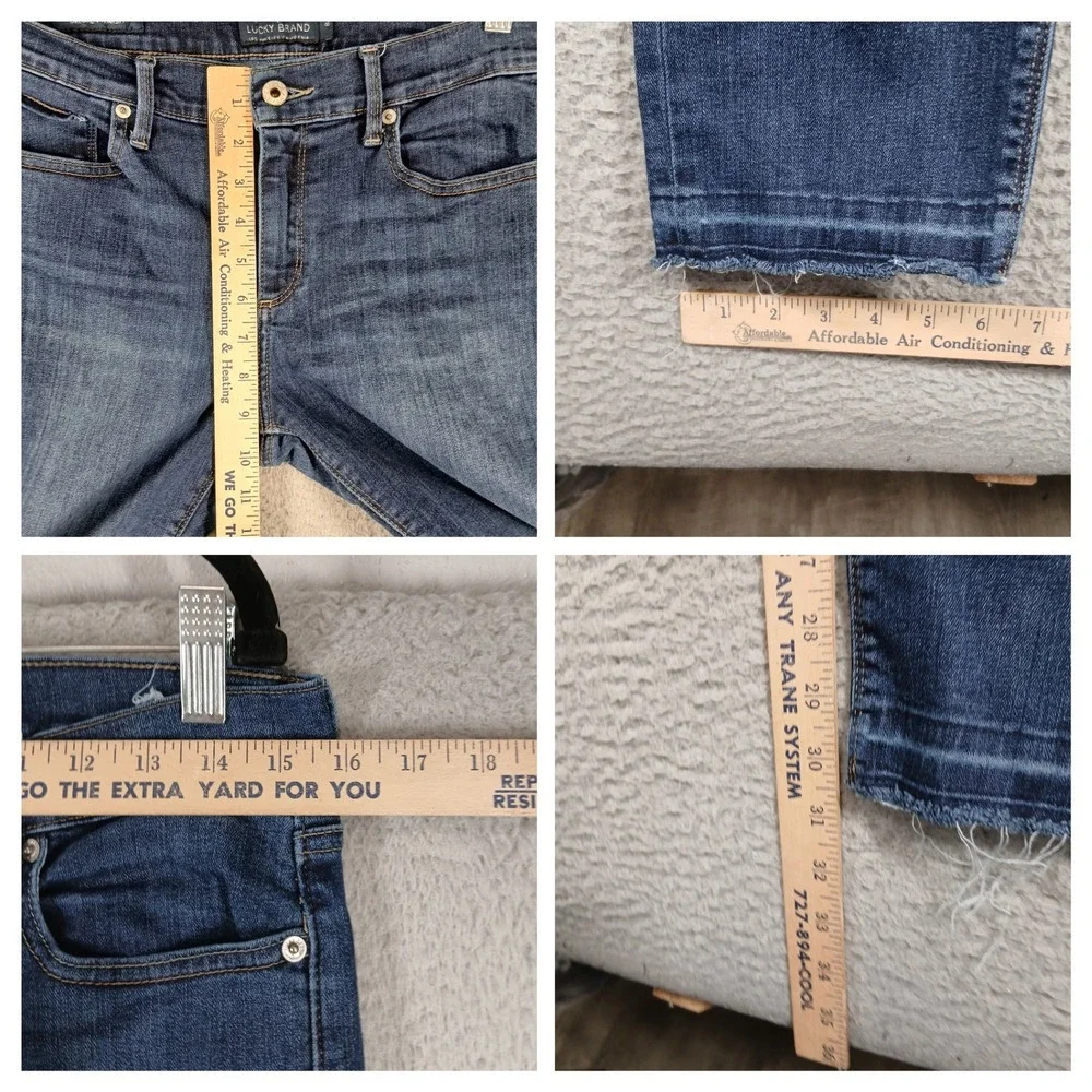 Lucky‎ Brand Brooke Straight Jeans Womens 8/29 Blue Denim Frayed Hem EUC